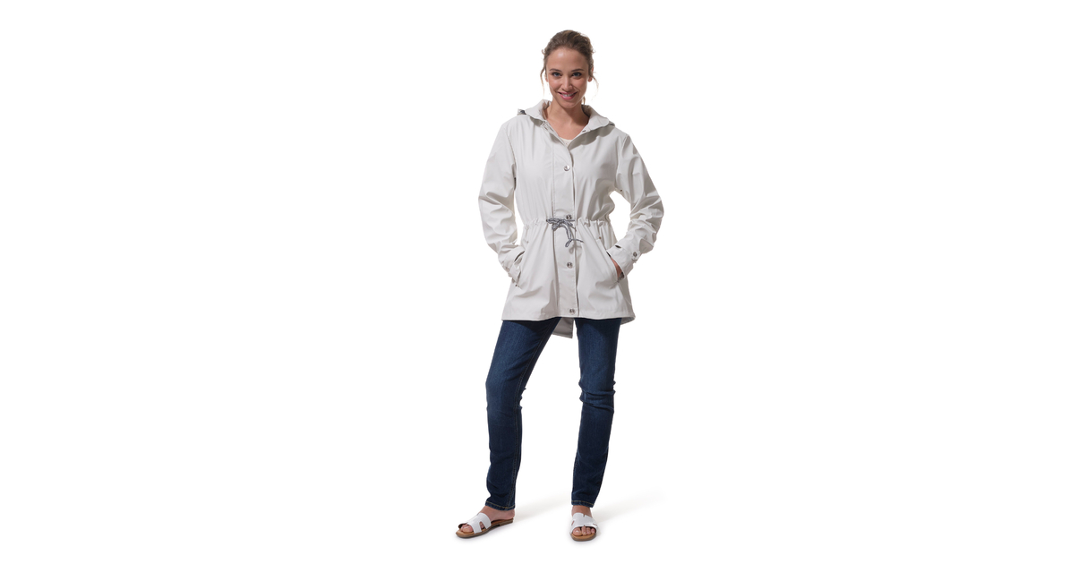 Ciré femme avec capuche et doublure en coton rayée marine CARLA
